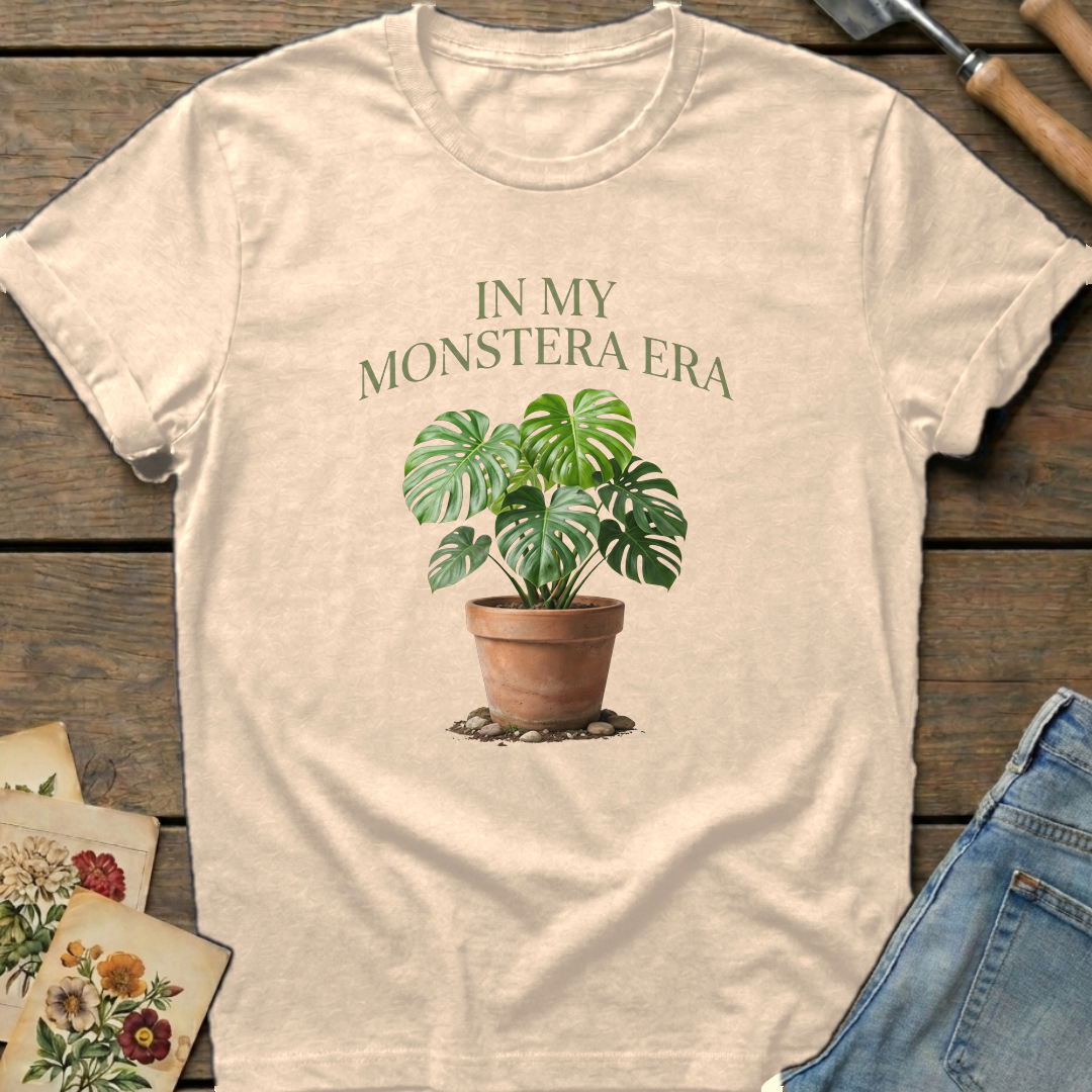 Monstera Era T-Shirt in Ivory - Comfort Colors 1717 flat lay