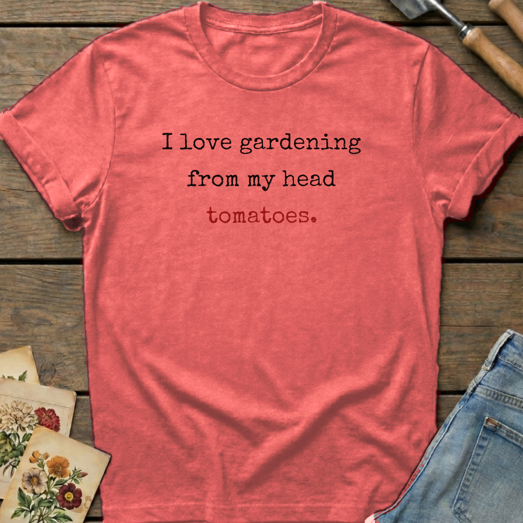 Head Tomatoes T-Shirt in Watermelon - Comfort Colors 1717 flat lay