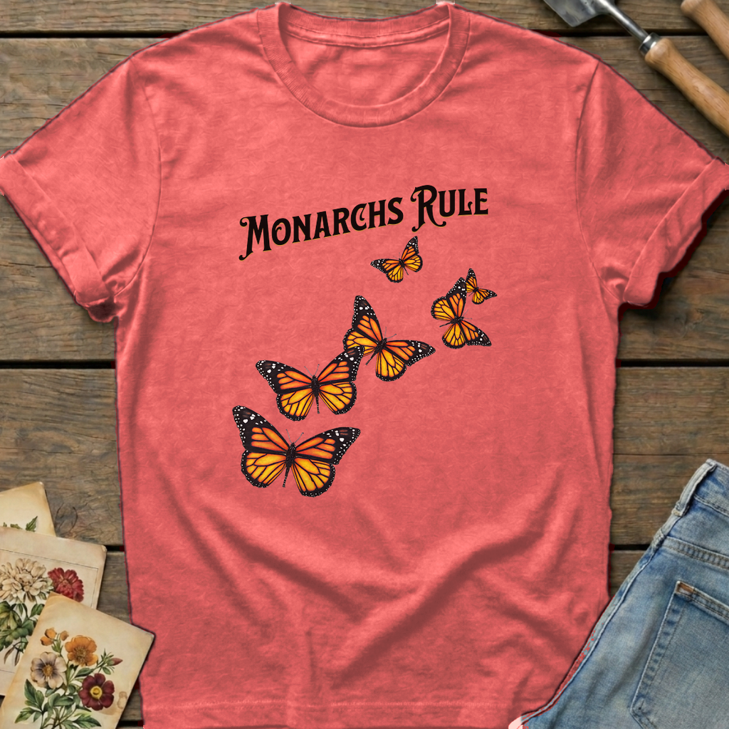 Monarchs Rule in Watermelon - Comfort Colors 1717 flat lay