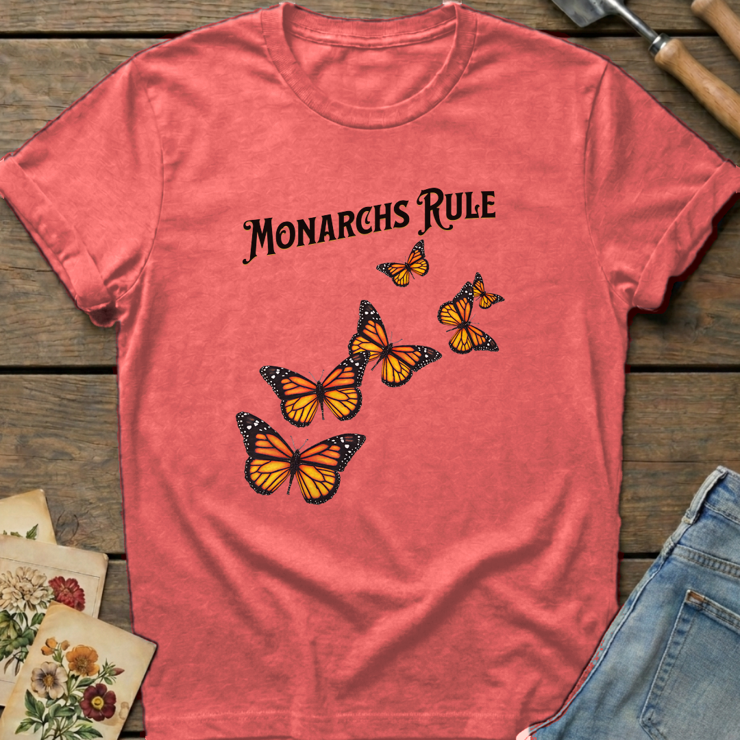 Monarchs Rule in Watermelon - Comfort Colors 1717 flat lay