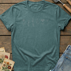 Simple Flower Line T-Shirt in Blue Spruce - Comfort Colors 1717 flat lay