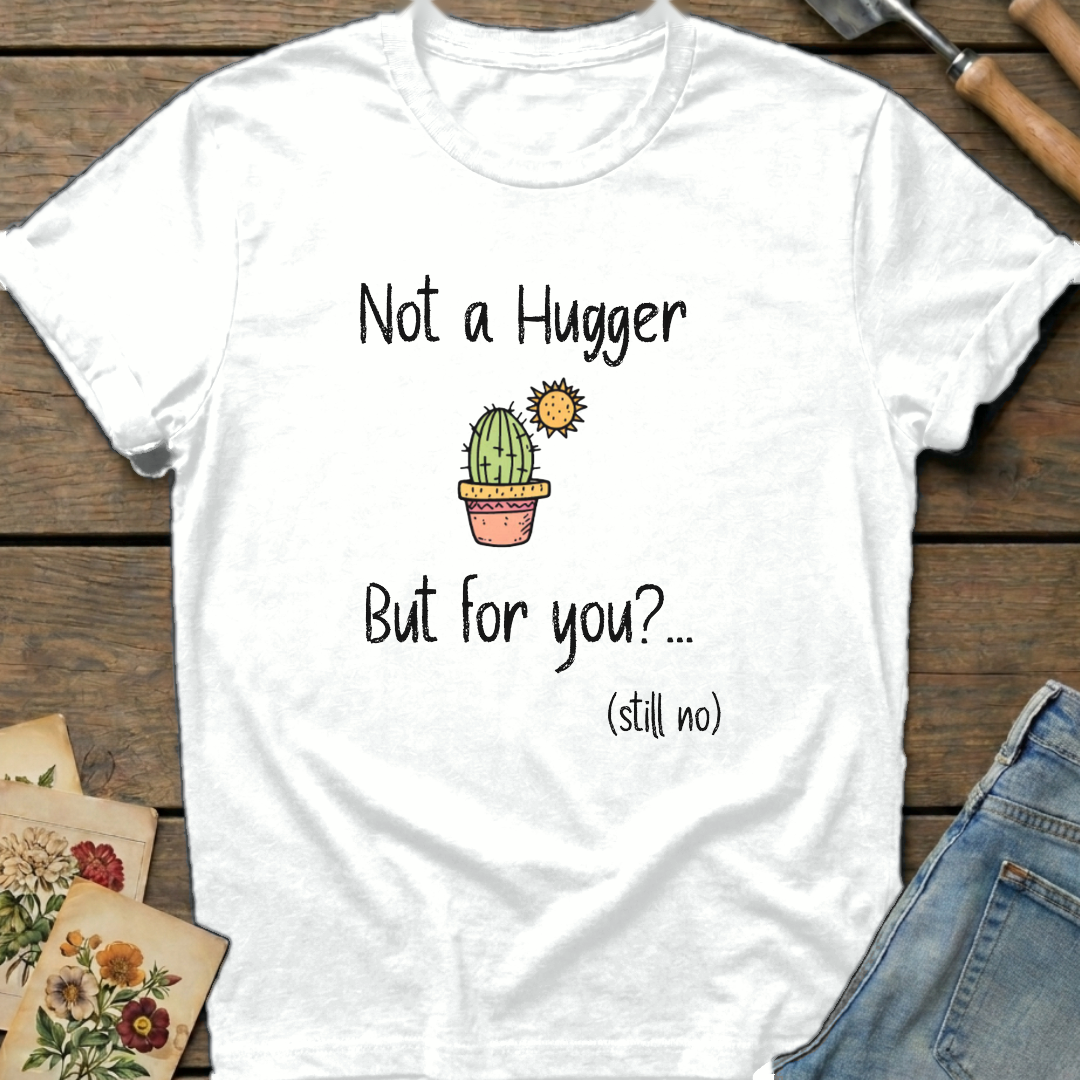 Not a hugger T-Shirt in White - Comfort Colors 1717 flat lay