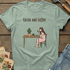 Cactus and Coffee T-Shirt in Bay - Comfort Colors 1717 flat lay