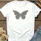 Butterfly Silhouette T-shirt in White - Comfort Colors 1717 flat lay