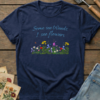 Some See Weeds T-Shirt in Midnight - Comfort Colors 1717 flat lay